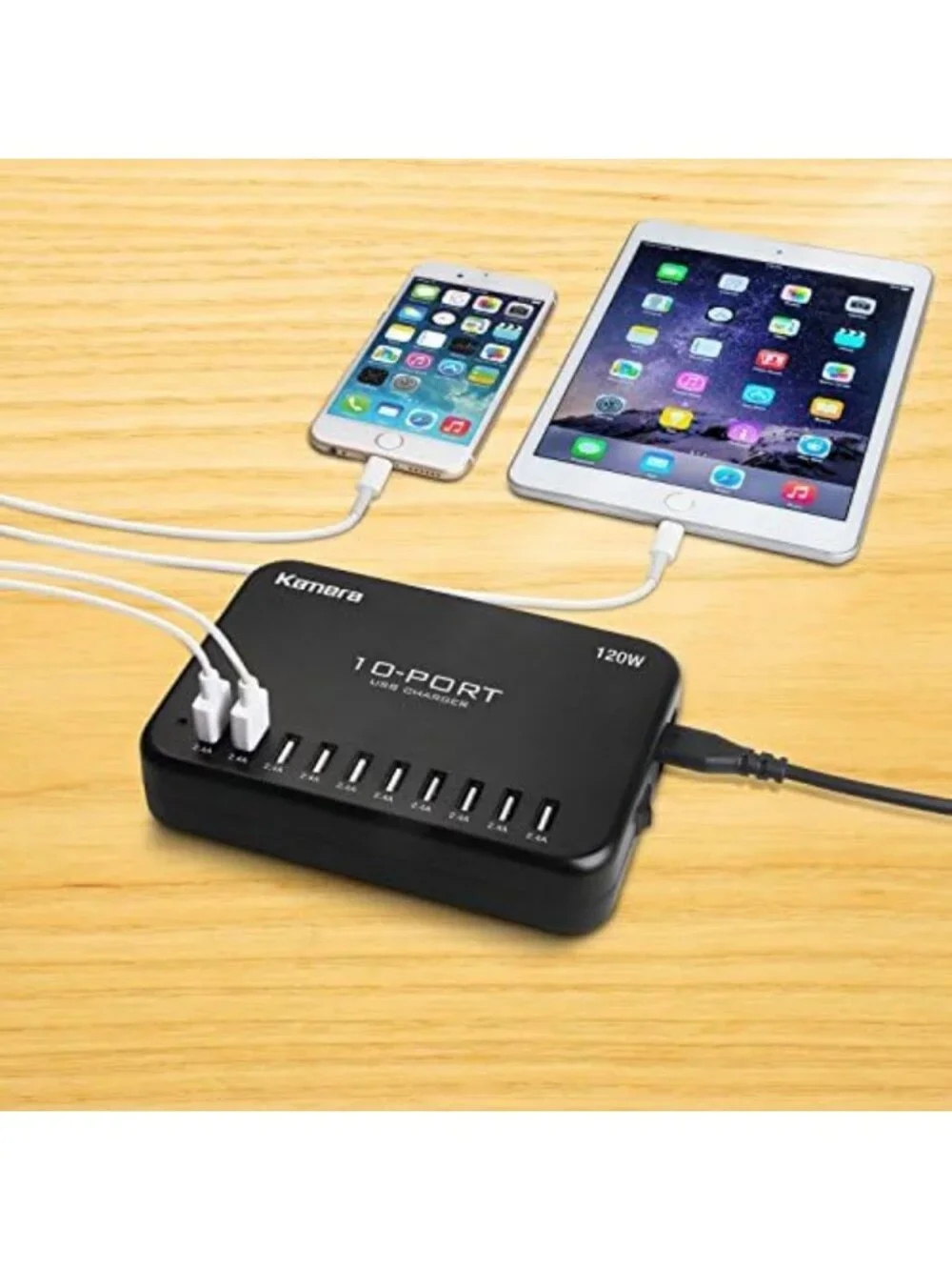 10-Port USB Charging Hub 120W Power Station for iPhone, iPad, Galaxy & More